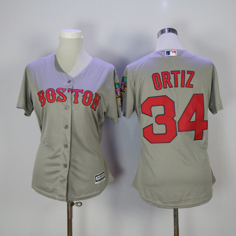 Womens 2017 MLB Boston Red Sox #34 Ortiz Grey Jerseys->st.louis cardinals->MLB Jersey